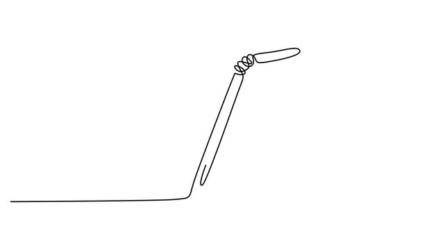 Minimalist continuous line drawing of a cocktail glass with straw, simple black and white drink outline vector, elegant bar and cafe logo element 4k video