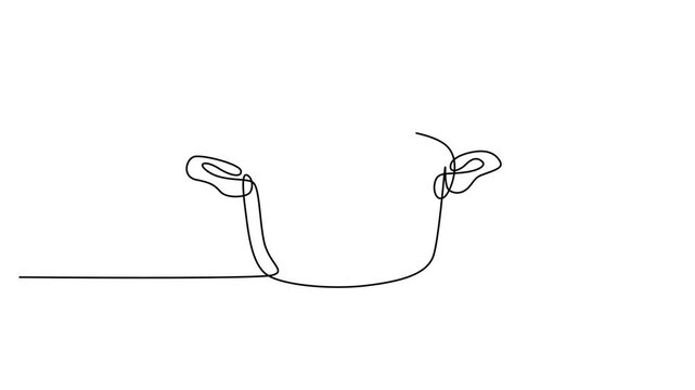 Minimalist continuous line drawing of a cooking pot with lid. Modern kitchenware outline vector. Simple black and white saucepan sketch for culinary branding 4k video