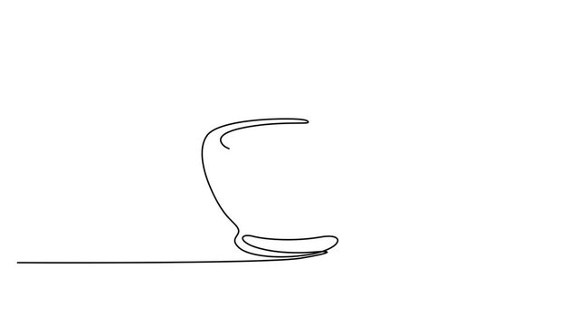 Minimalist mortar and pestle vector illustration, continuous line drawing of pharmacy bowl, simple outline icon for medical and kitchen branding 4k video