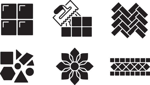 Modern geometric and construction pattern icons set Vector