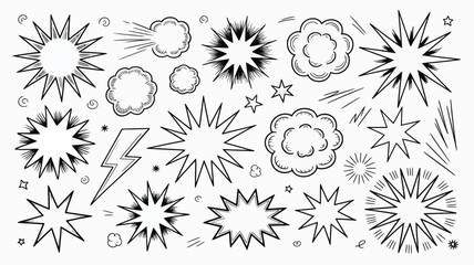 Obraz premium Black and white explosion and energy effects set