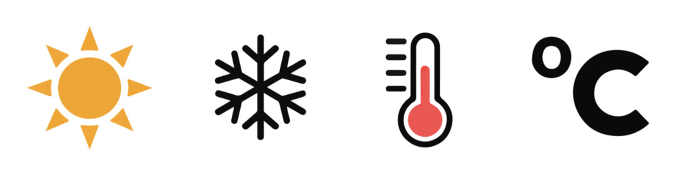 Sun, snowflake, thermometer and celsius degree icons vector design.