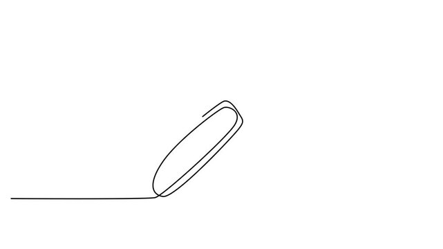 Continuous line drawing of bottle opener, minimalist kitchen utensil vector illustration, simple bar tool outline art for menu design 4k video