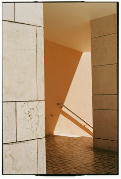 Geometric Light and Shadow on Staircase, Lisbon, Portugal