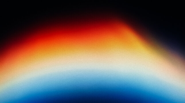 Abstract Grainy Gradient Background, Vibrant Rainbow Aura Light Leak Backdrop, Dark Retro Film Grain Blur Texture for Modern Graphic Design