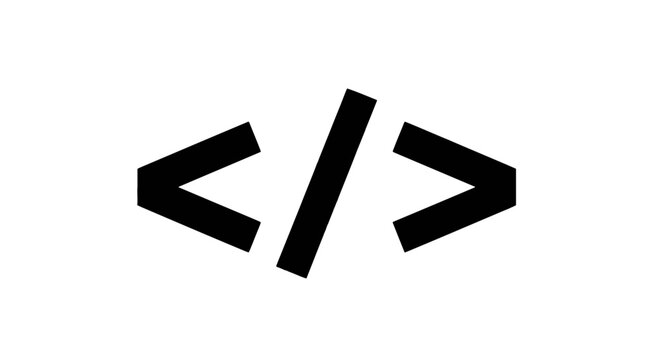 Vector illustration of code icon, programming symbol, software development sign on a transparent background