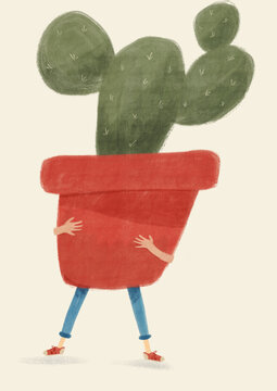 Person hidden holding an oversized plant