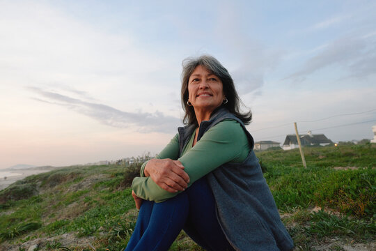 happy outdoor sunset beach portrait