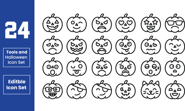 Halloween vector set of fruits and vegetables