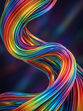 Flowing metallic rainbow ribbons with high-gloss finish..