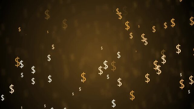 Background with falling dollar signs in varying sizes and opacity animation