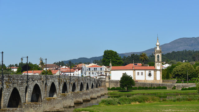 Romanesque bridge in Ponte de Lima, Portugal, on the Central Portuguese Route to Santiago de Compostela.