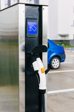 Charging station for electric vehicles in the parking lot.