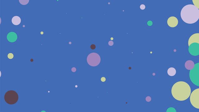 Soft minimalist background with floating circles of various sizes in muted pastel tones over solid blue surface for simple clean aesthetic.