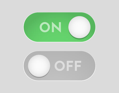 Minimal toggle switch icon with on and off states for user interface design, 3D modern vector. Mobile applications