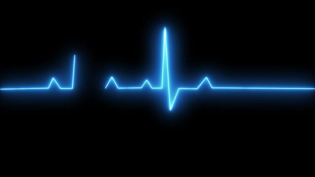 Glowing Cardiac Monitoring Animation Featuring Continuous Heartbeat Waveform