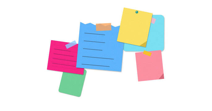 Colorful sticky notes arranged in a creative cluster