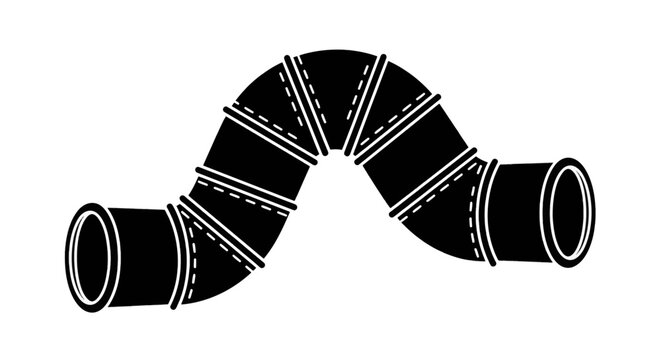 Vector illustration of flexible industrial pipe or ventilation duct icon on a transparent background