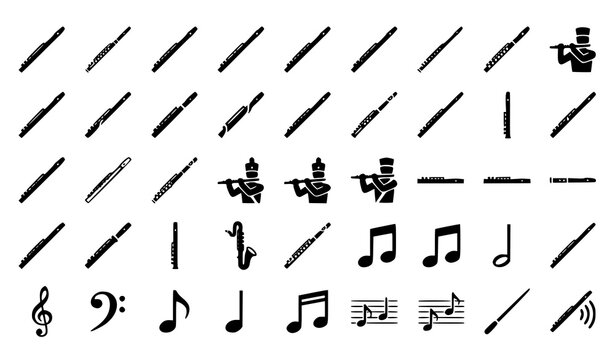 Woodwind Flute Silhouette Vector Collection
