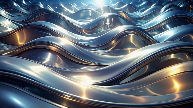 Chrome ripple animation metallic waves flowing upward with reflective glowing textures visual