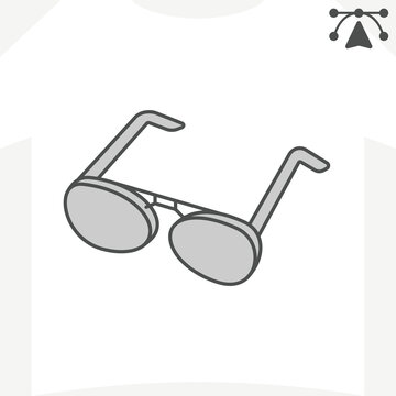 Long aviator glasses frames isometric icon, vision and optics concept. Vector graphics. Adaptable style, eyeglasses sign and editable stroke, outline style icon for mobile or web design.