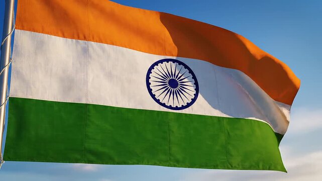 A stunning cinematic close-up of the vibrant Indian National Flag 