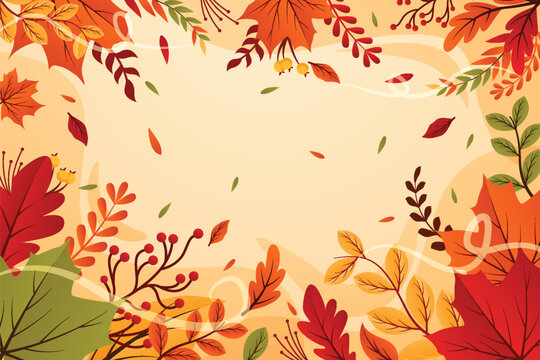 Colorful autumn leaves falling pattern background
