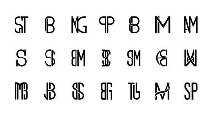 Monogram logo designs with intertwined letters with displays collection monogram black white background typography identity branding graphic © Nimay