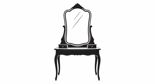 Vintage dressing table with mirror with white illustration vintage interior design large mirror black white home decor traditional decorative
