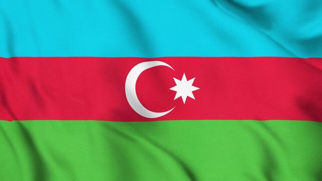 Azerbaijan National Flag Waving in Wind with Realistic Fabric Texture, Seamless Loop Animation 4K
