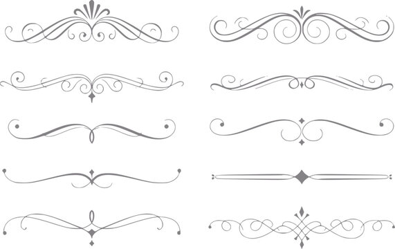 Una colecci&oacute;n de adornos decorativos vintage y divisores caligr&aacute;ficos ornamentados para proyectos