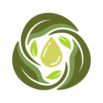 This logo design features a green circular pattern with a central water drop, emphasizing themes of sustainability, nature, and environmental conservation in a modern aesthetic.