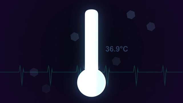 Digital Thermometer Shows Temperature Fluctuations on Dark Background.