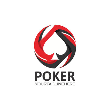 This dynamic logo design represents a poker theme with iconic playing cards, combining elements of strategy, skill, and excitement in a bold, artistic representation.