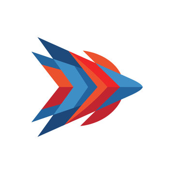 An abstract composition of dynamic arrow shapes in vibrant colors representing movement, progress, and forward-thinking concepts in a modern graphic design style.