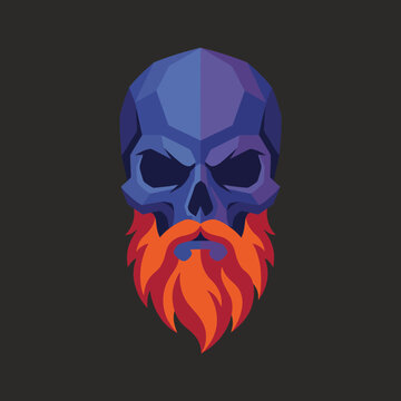 This striking illustration features a stylized skull adorned with a vibrant orange beard, presenting a unique blend of edgy aesthetics and colorful artistry, perfect for various designs.