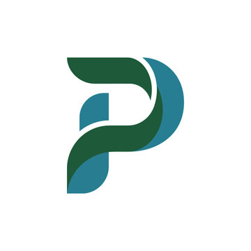 A modern and minimalistic stylized letter P, integrating fluid shapes and colors, reflecting creativity and versatility in branding and graphic design projects.