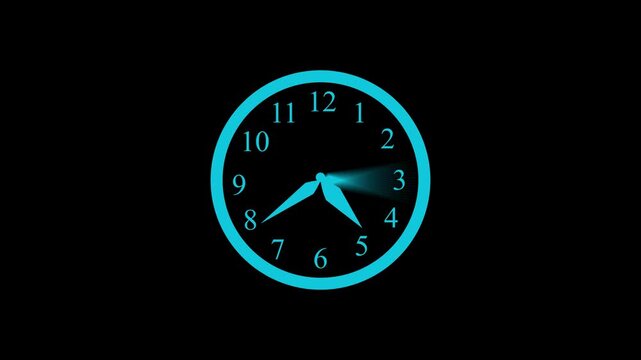 Modern Analog Clock Animation Featuring Accurate Hour Minute and Second Hand Rotation
