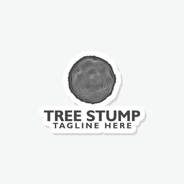 Tree stump logo sticker isolated on gray background