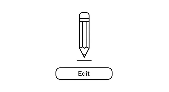 Minimalist edit button icon with a pencil symbol isolated on transparent background
