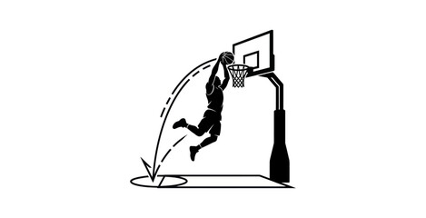Basketball Player Slam Dunk Minimalist Vector © Vect