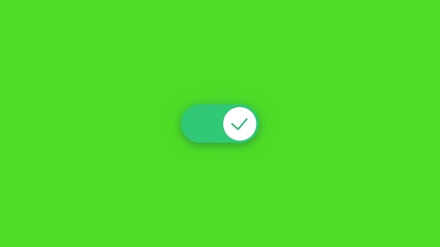 UI toggle switch animation with particle effect, green screen button