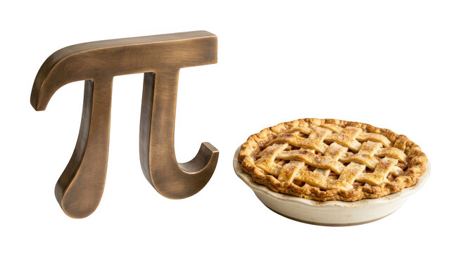 Mathematical pi symbol and a delicious lattice pie isolated on transparent background