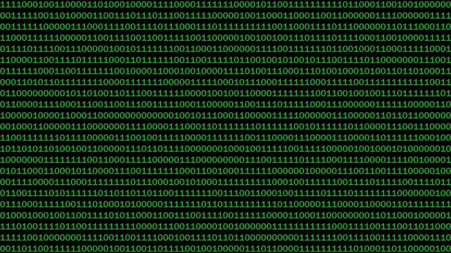 Dynamic green binary code stream background, featuring rapidly scrolling, digital data streams, cyber security, artificial, intelligence, computer programming, and high-tech software interfaces