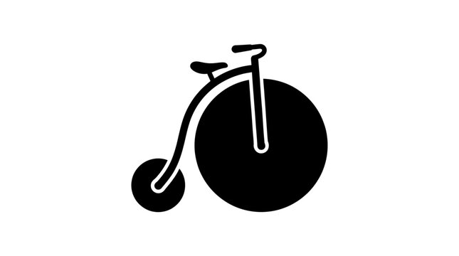 Vintage penny farthing bicycle icon silhouette.
