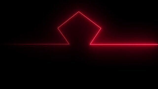 A minimalist neon line icon glows with sharp, luminous edges, smoothly transitioning between vibrant colors like red, creating a modern, sleek design.