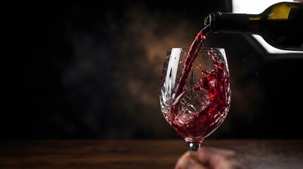 Red Wine Pouring into Crystal Glass with Dramatic Splash for National Red Wine Day