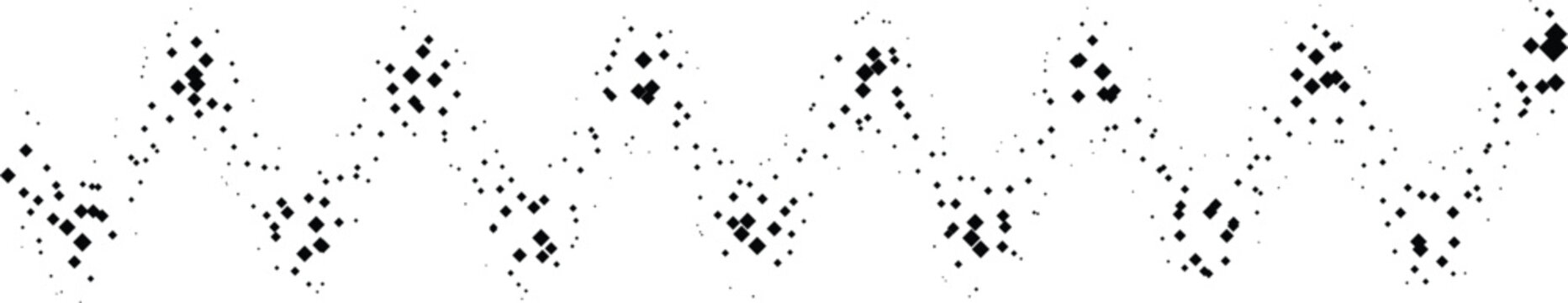 Minimalist stipple zigzag line vector, black ink dot work wave pattern, hand drawn pointillism geometric border for decorative design