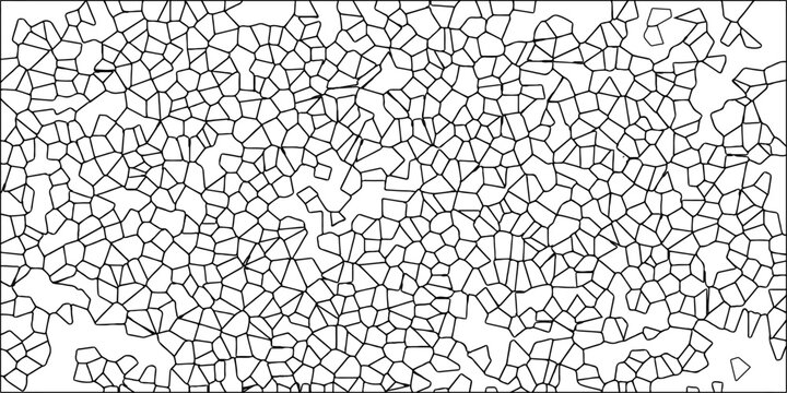 Imagined surface decay shown through fragmentation. White color Broken Stained-Glass Background with black lines. Cream Broken tiles mosaic seamless pattern. Fabric vintage print. 