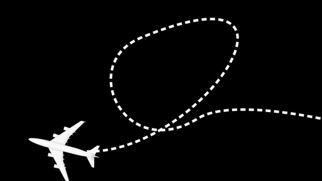 Airplane Flight Path Animation with Dotted Travel Route